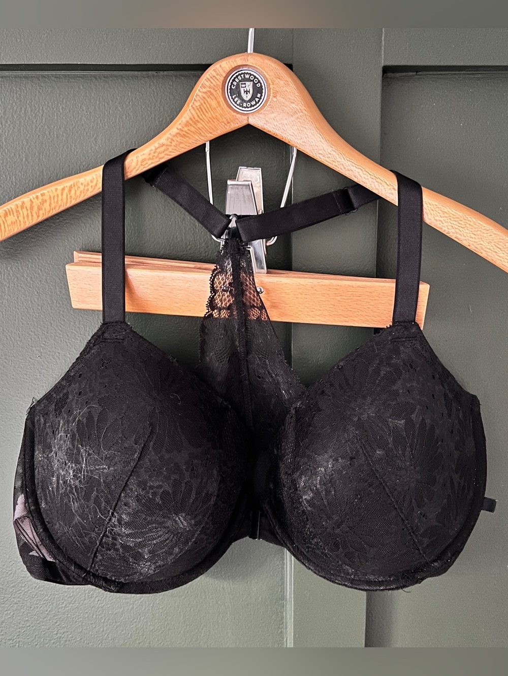 Victoria's Secret Black Lace Push-Up Bra with Racerback Accent